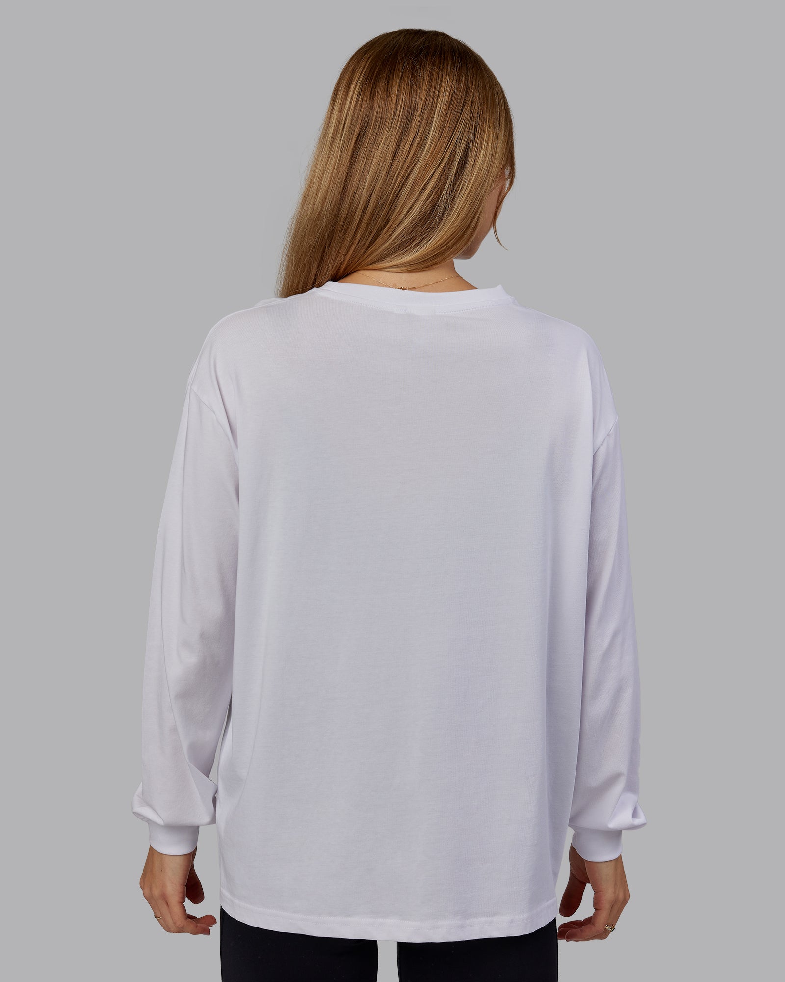 Go-To Long Sleeve FLXCotton Oversized Tee - White-Black | LSKD