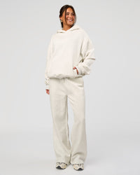 Woman wearing Go-To Oversized Hoodie - Silver Marl | Model:Bianca | Size:S