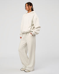 Woman wearing Go-To Oversized Hoodie - Silver Marl | Model:Bianca | Size:S