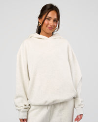 Woman wearing Go-To Oversized Hoodie - Silver Marl | Model:Bianca | Size:S