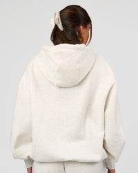 Woman wearing Go-To Oversized Hoodie - Silver Marl | Model:Bianca | Size:S