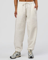 Woman wearing Go-To Oversized Track Pant - Silver Marl | Model:Bianca | Size:S
