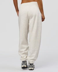 Woman wearing Go-To Oversized Track Pant - Silver Marl | Model:Bianca | Size:S