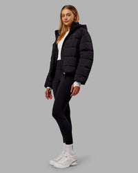 Woman wearing Go-To Puffer Jacket - Black | Model:Ella | Size:S