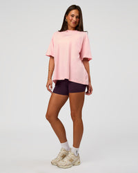 Woman wearing Go-To FLXCotton Oversized Tee - Marshmallow-White | Model:Bianca | Size:S