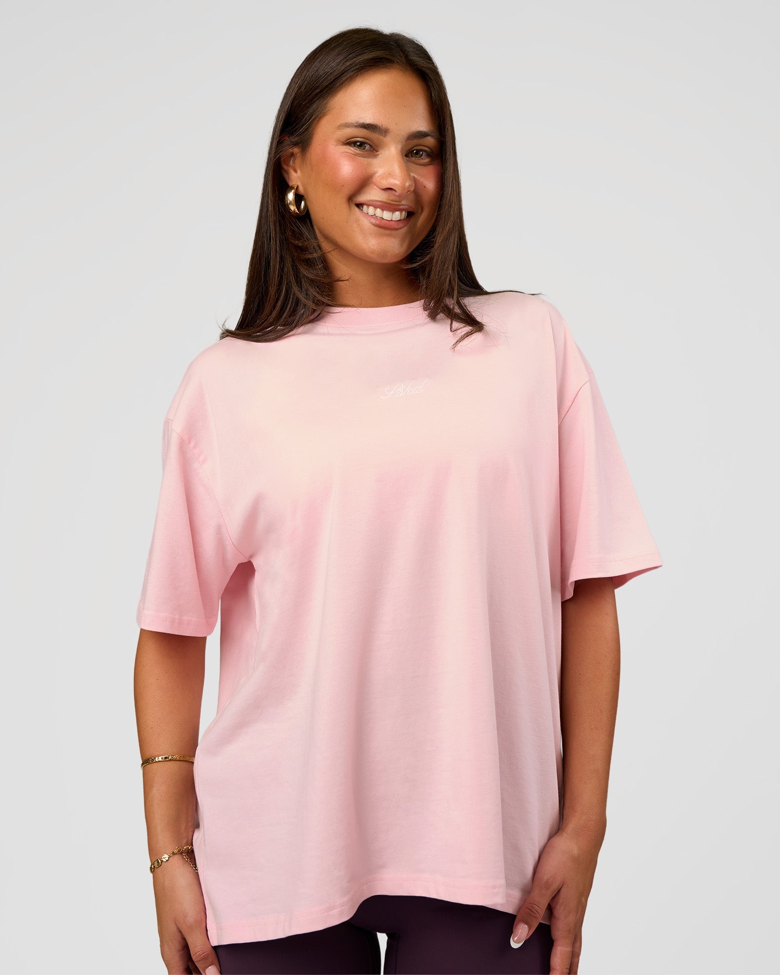 Go-To Script FLXCotton Oversized Tee - Marshmallow-White | LSKD