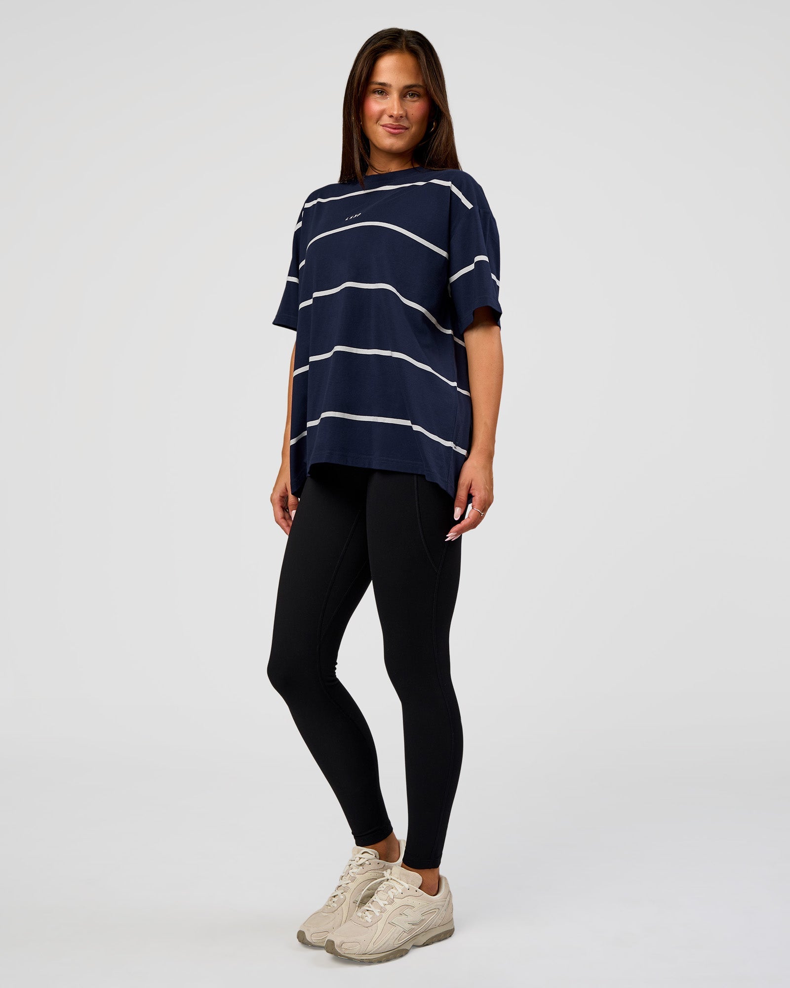 Go-To Stripe FLXCotton Oversized Tee - Future Navy-White | LSKD