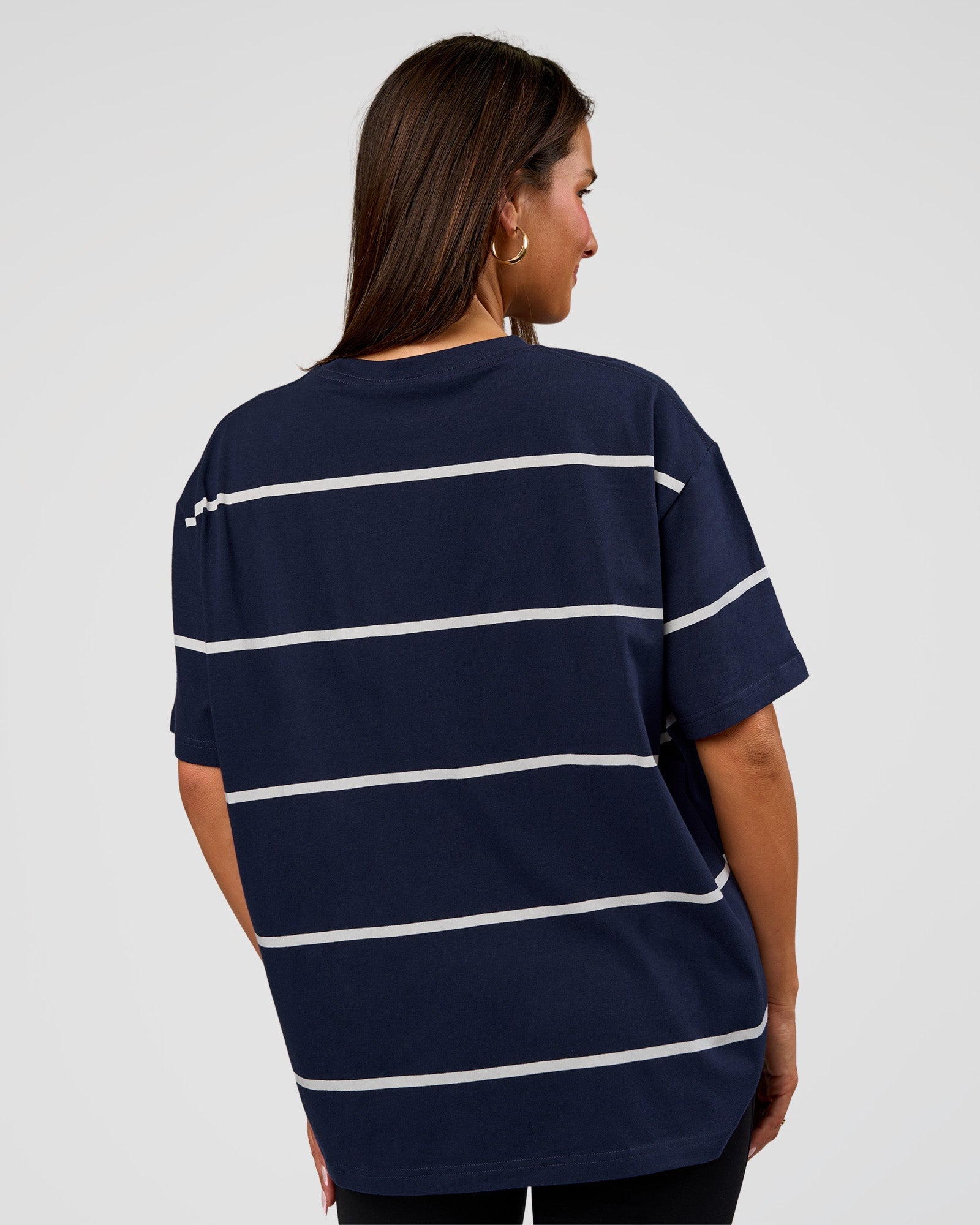 Go-To Stripe FLXCotton Oversized Tee - Future Navy-White | LSKD