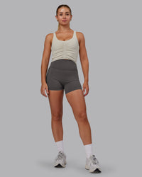 Woman wearing Liberty Ruched Tank - Shale Beige | Model:Hannah | Size:S | Thumbnail Index: 3