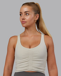 Woman wearing Liberty Ruched Tank - Shale Beige | Model:Hannah | Size:S | Thumbnail Index: 0