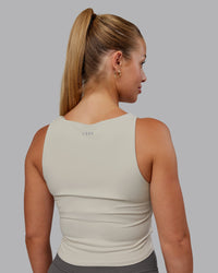 Woman wearing Liberty Ruched Tank - Shale Beige | Model:Hannah | Size:S | Thumbnail Index: 2