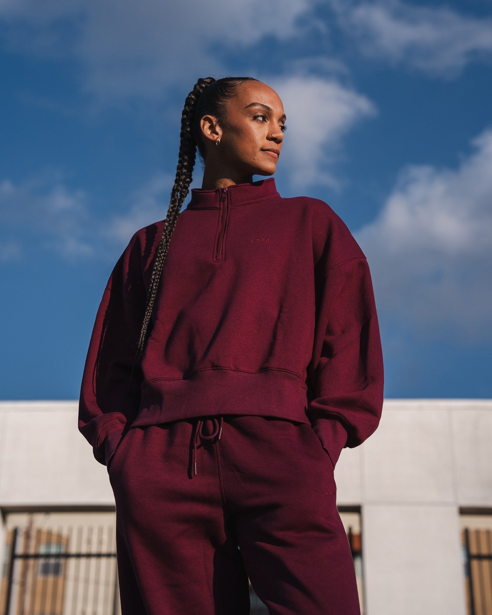 MVP 1/2 Zip Oversized Sweater - Cherry Lacquer | LSKD – LSKD US