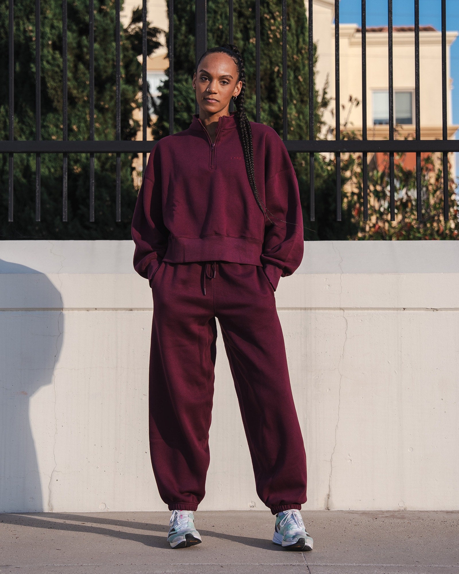 MVP 1/2 Zip Oversized Sweater - Cherry Lacquer | LSKD – LSKD US