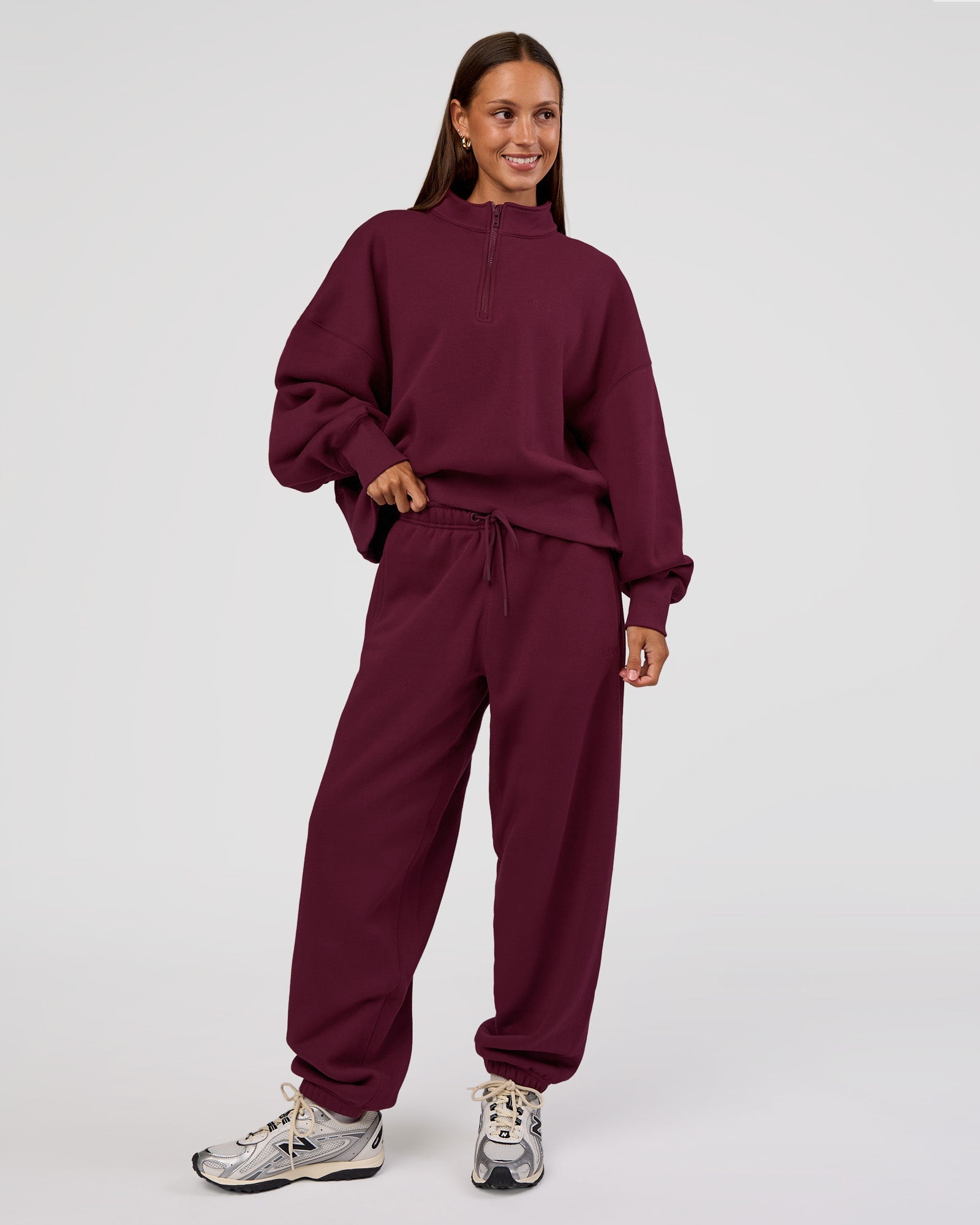 MVP 1/2 Zip Oversized Sweater - Cherry Lacquer | LSKD – LSKD US