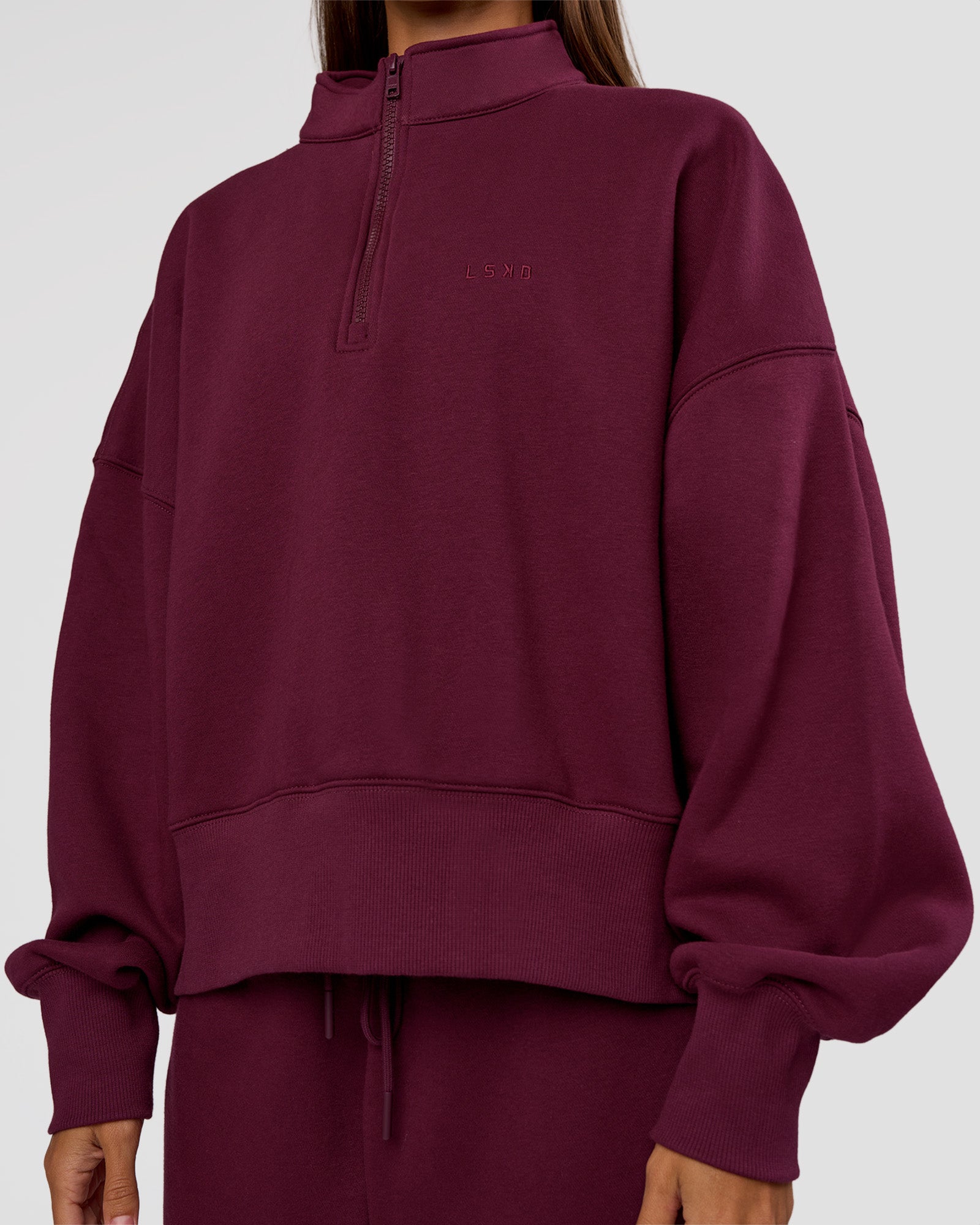 MVP 1/2 Zip Oversized Sweater - Cherry Lacquer | LSKD – LSKD US