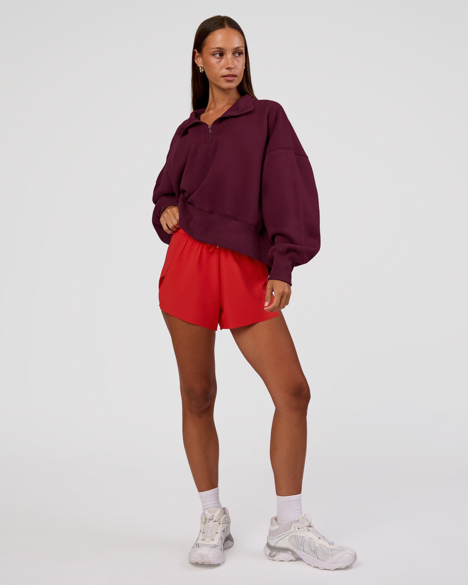 ‪‪❤︎‬ L MVP 1/2 Zip Oversized Sweater - Cherry Lacquer | LSKD – LSKD US