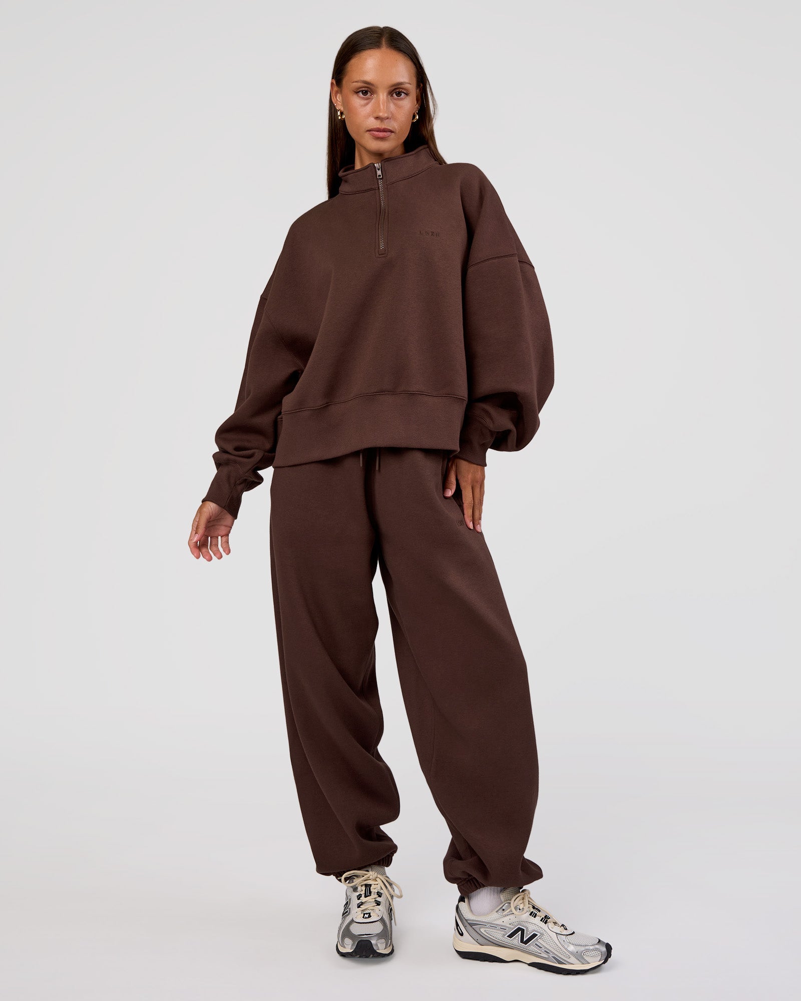 MVP 1/2 Zip Oversized Sweater - Hot Chocolate | LSKD – LSKD US