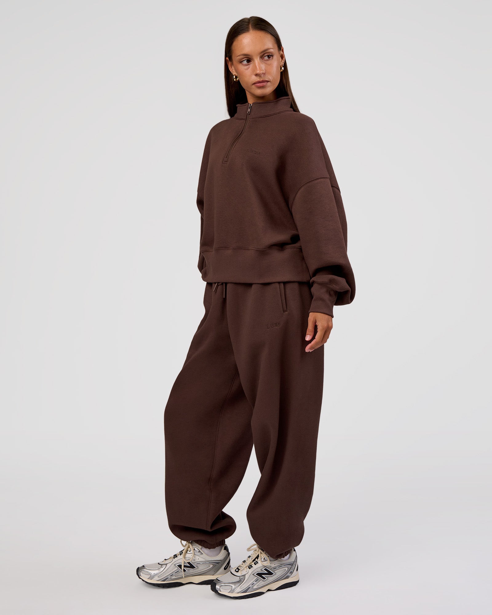 MVP 1/2 Zip Oversized Sweater - Hot Chocolate | LSKD – LSKD US