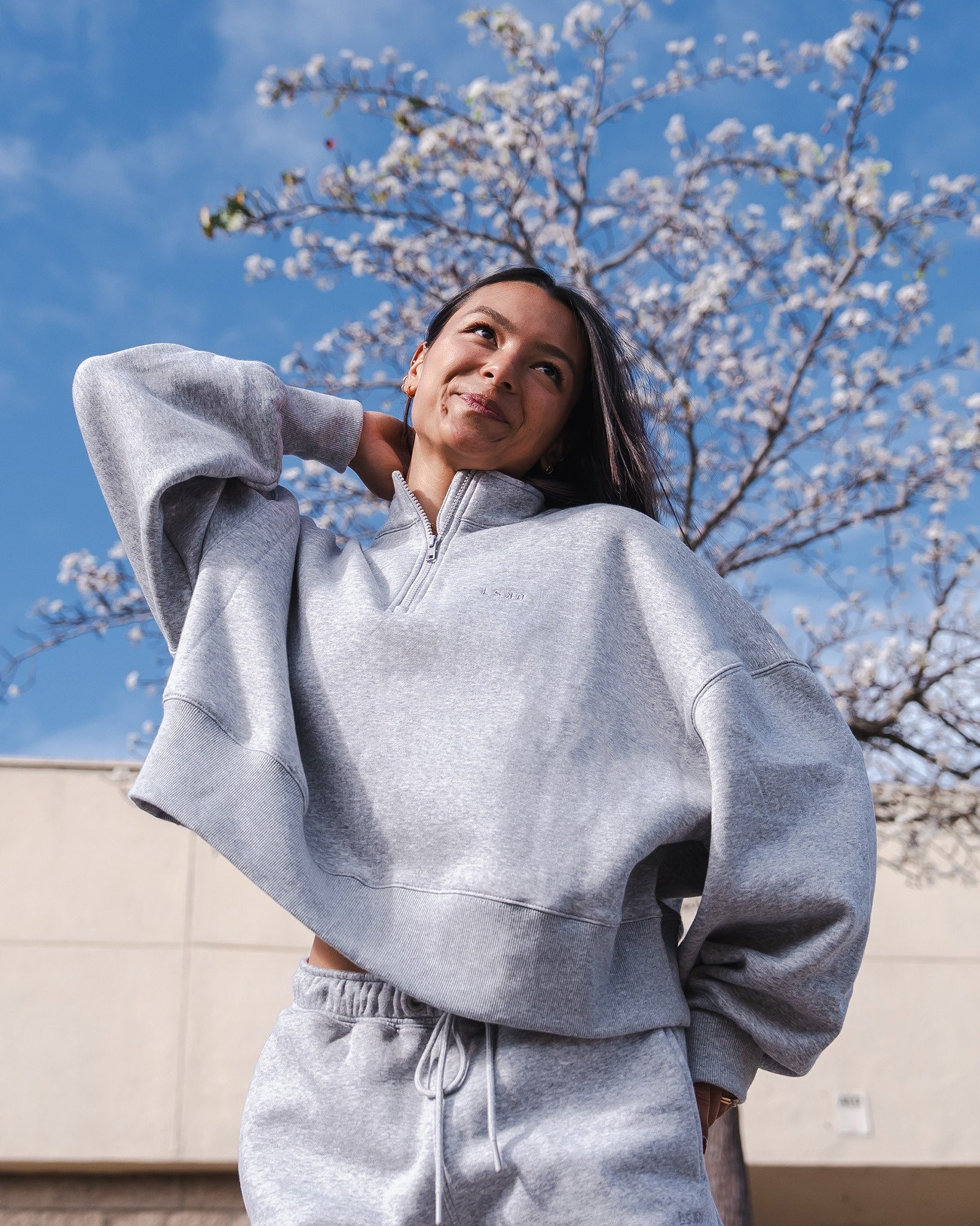 MVP 1/2 Zip Oversized Sweater - Light Grey Marl | LSKD – LSKD US