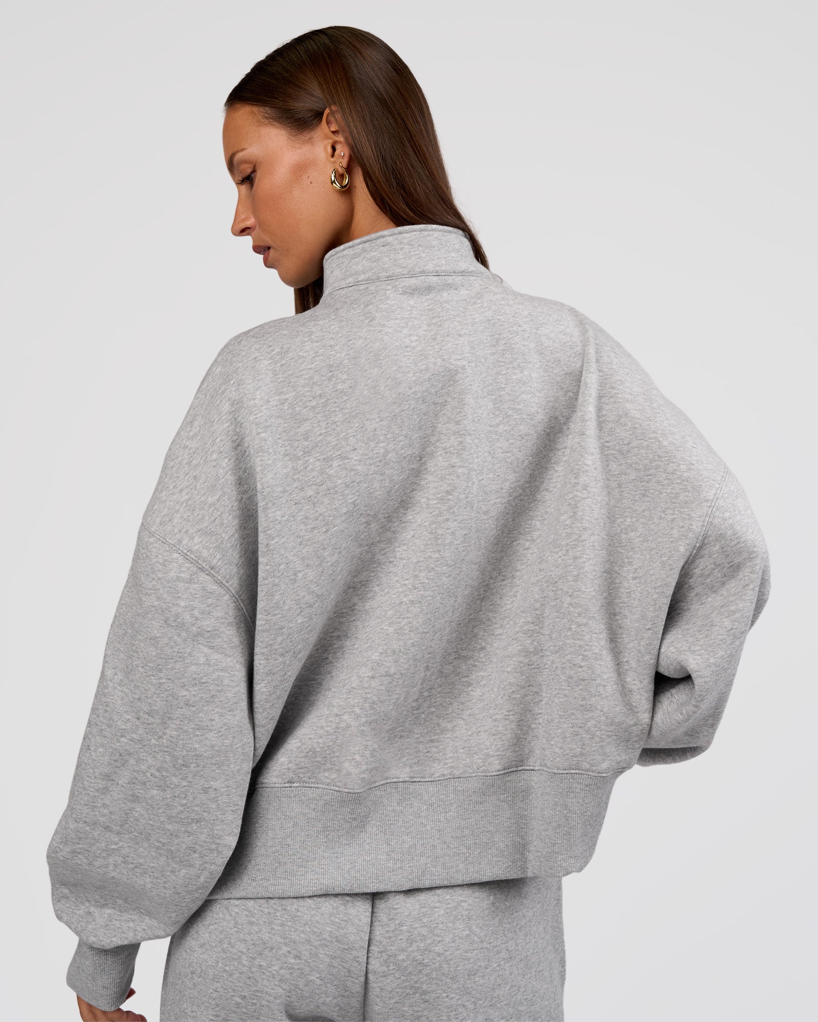 MVP 1/2 Zip Oversized Sweater - Light Grey Marl | LSKD – LSKD US