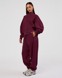Woman wearing MVP Oversized Slouchy Fit Track Pant - Cherry Lacquer | Model:Brylee | Size:S