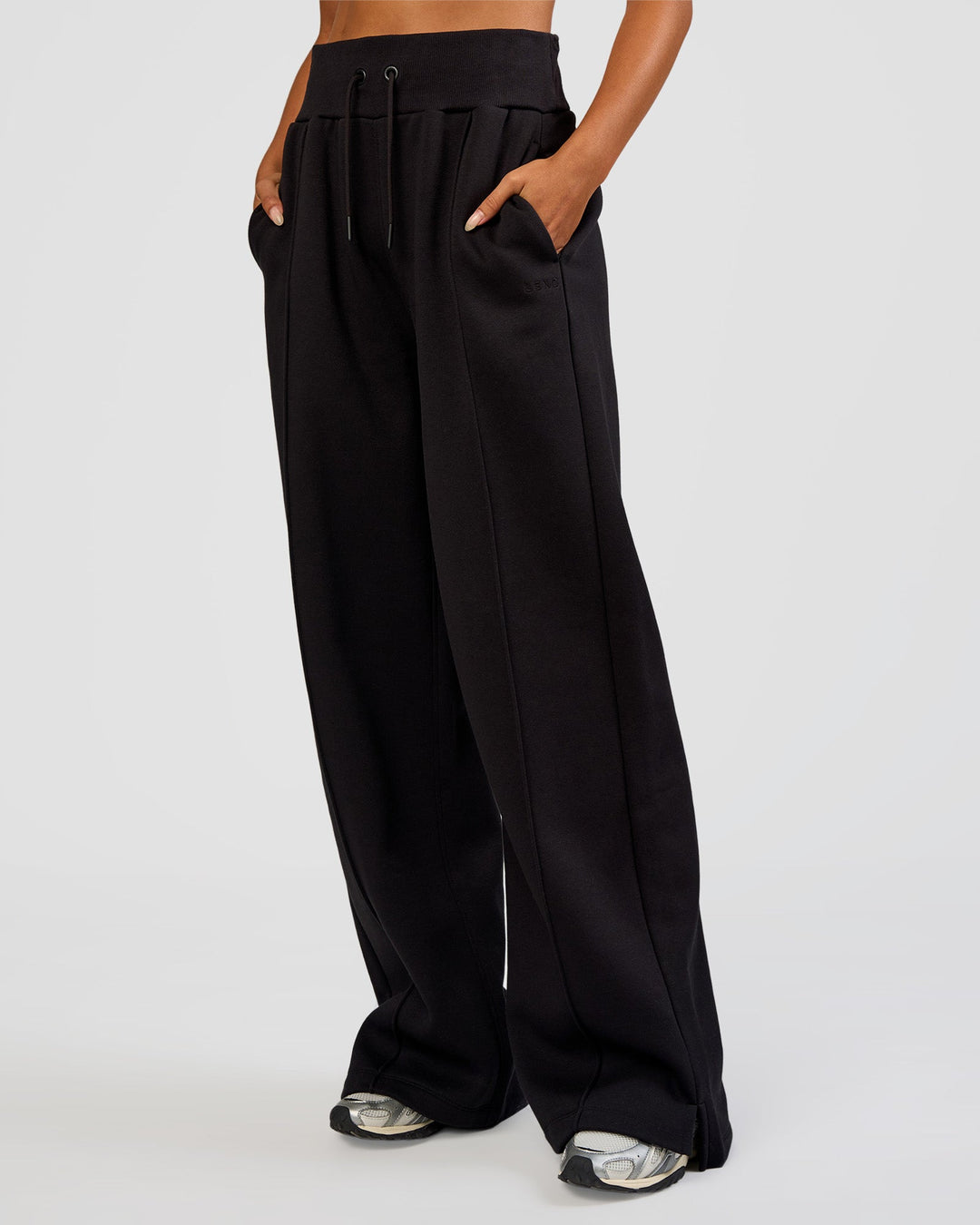 Woman wearing MVP Wide Leg Tall Track Pant - Black | Model:Ruby | Size:S - view 5