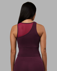 Woman wearing Motion Mesh Shelf Bra Tank - Cherry Lacquer/Plum Berry | Model:Rhiley | Size:S | Thumbnail Index: 5