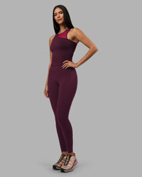 Woman wearing Motion Mesh Shelf Bra Tank - Cherry Lacquer/Plum Berry | Model:Rhiley | Size:S | Thumbnail Index: 3
