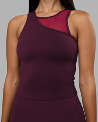Woman wearing Motion Mesh Shelf Bra Tank - Cherry Lacquer/Plum Berry | Model:Rhiley | Size:S | Thumbnail Index: 4