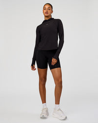 Woman wearing On the Run Long Sleeve - Black | Model:Rosie | Size:S | Thumbnail Index: 3
