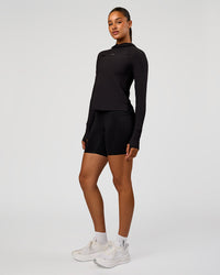 Woman wearing On the Run Long Sleeve - Black | Model:Rosie | Size:S | Thumbnail Index: 5