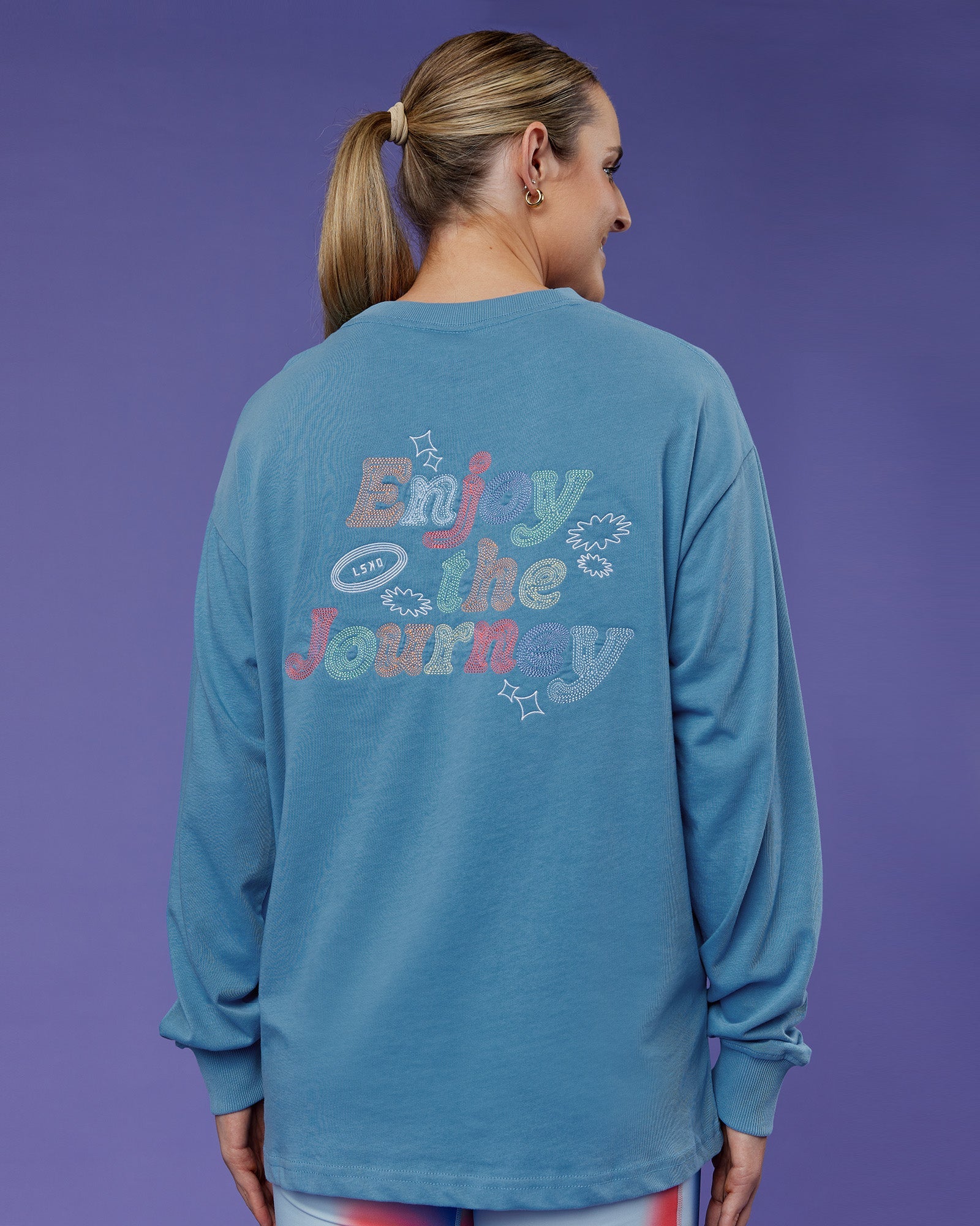 Our Journey Oversize Heavyweight FLXCotton Long Sleeve Tee - Azure