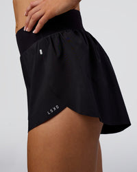 Woman wearing Pacer 3" Run Short - Black | Model:Emelia | Size:S | Thumbnail Index: 4