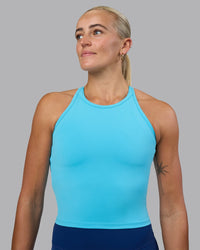 Woman wearing Power Performance Tank - Blue Atoll | Model:Katie | Size:S | Thumbnail Index: 0