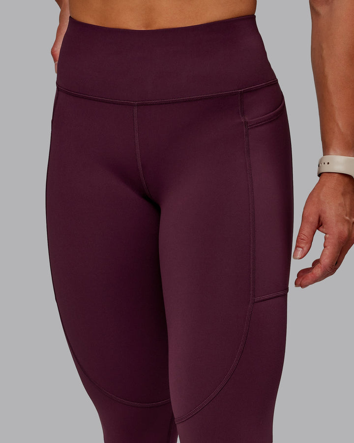 Woman wearing Rep 7/8 Length Tights - Cherry Lacquer-Marshmallow
