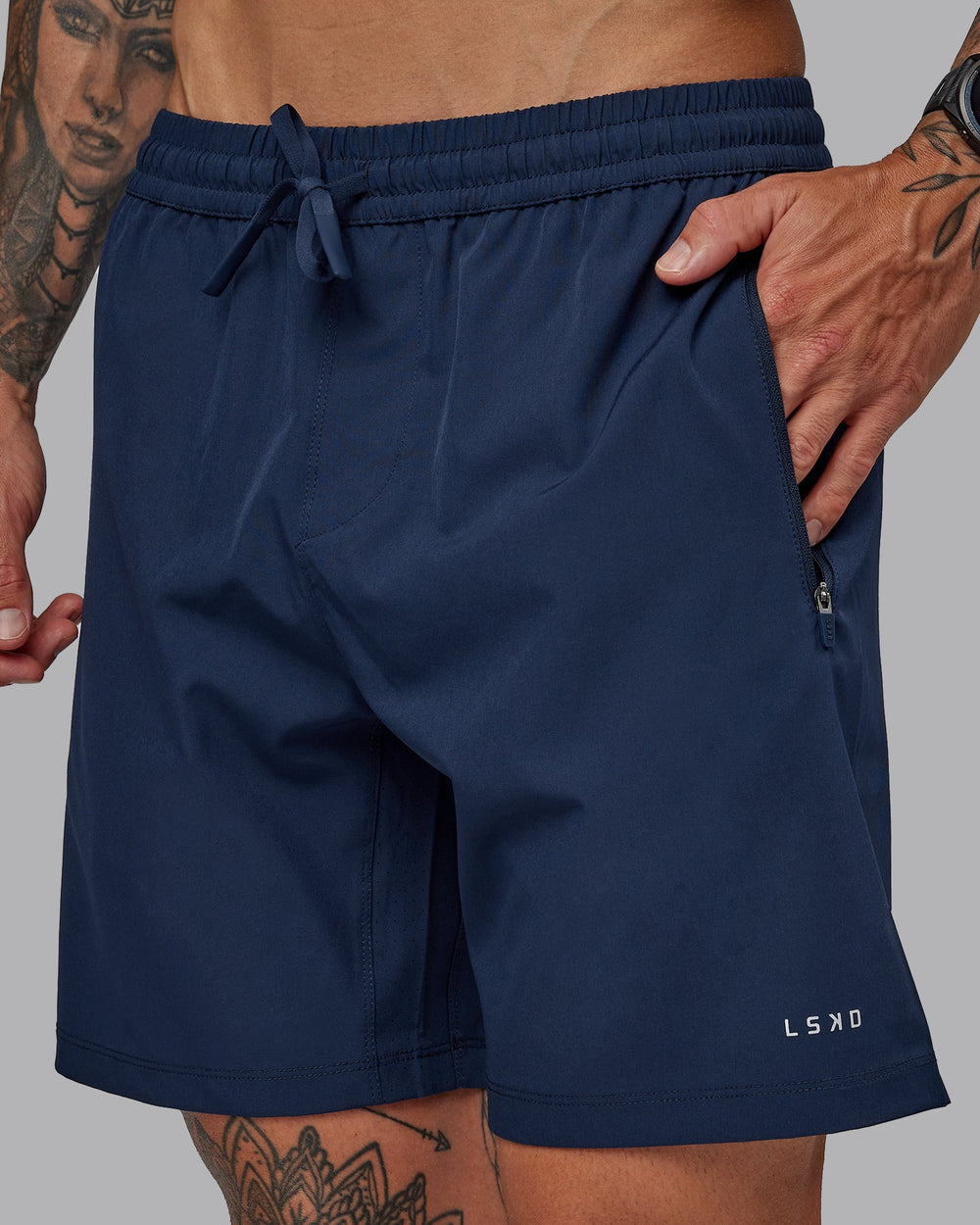 Man wearing Rep 7'' Performance Short in Future Navy | Size:S