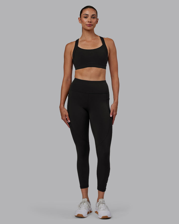 Woman wearing Rep 7/8 Length Leggings - Pirate Black-White
