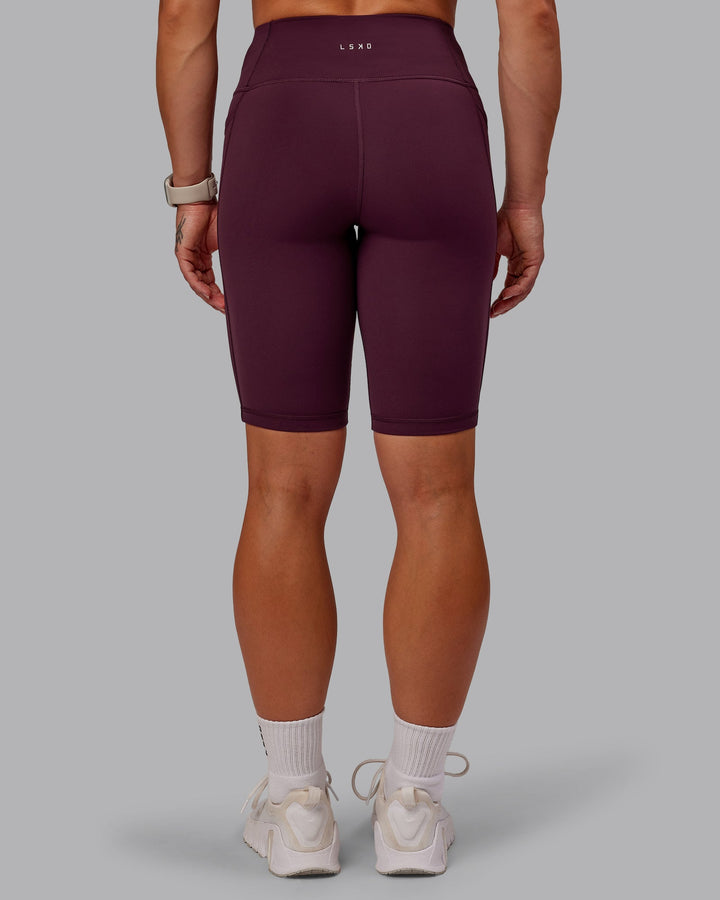 Woman wearing Rep Bike Shorts - Cherry Lacquer-Marshmallow
