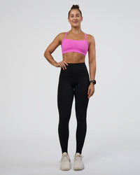 Woman wearing Rep Ultra High-Rise Full Length Legging Pockets - Black-Ultra Fuchsia | Model:Abbey | Size:S | Thumbnail Index: 4