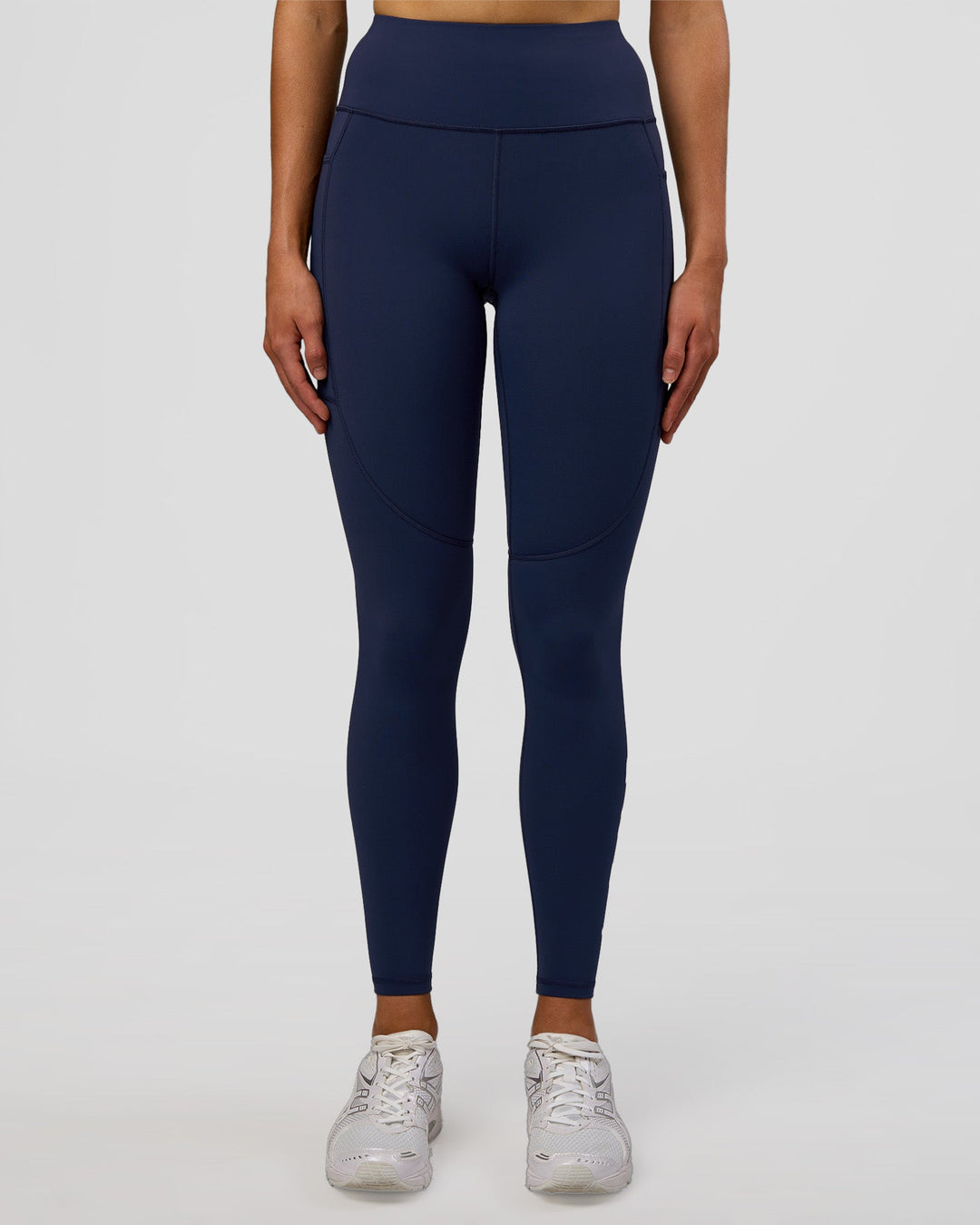 Woman wearing Rep Ultra High-Rise Full Length Legging Pockets - Future Navy-White | Model:Evie | Size:S