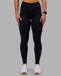Woman wearing Rep Ultra High-Rise Full Length Legging Pockets - Black-Scarlet | Model:Keisha | Size:S | Thumbnail Index: 2