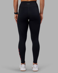 Woman wearing Rep Ultra High-Rise Full Length Legging Pockets - Black-Scarlet | Model:Keisha | Size:S | Thumbnail Index: 4