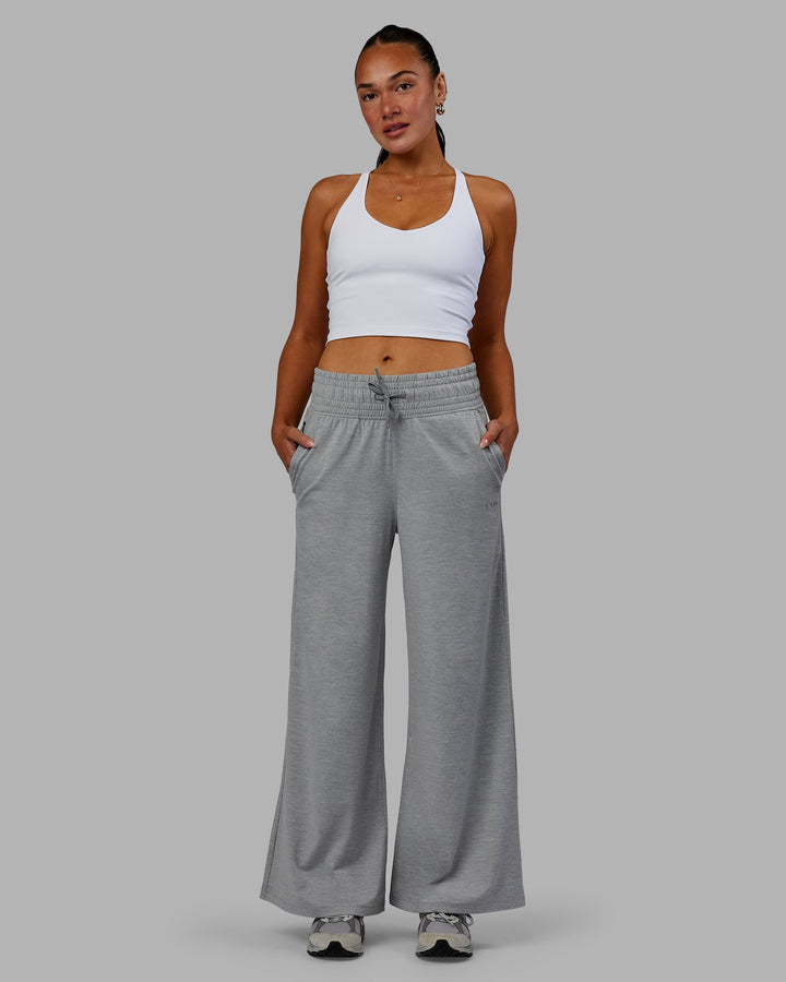 Woman wearing Restore CloudFLX Wide Leg Pants - Light Grey Marl
