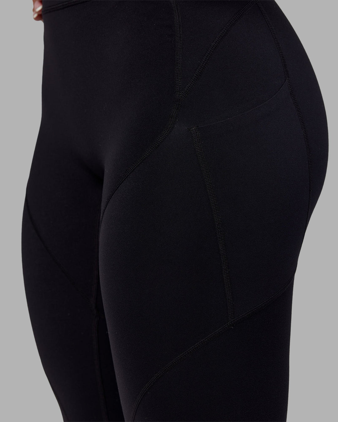 Woman wearing Rhythm Elixir Ultra High-Rise Full Length Legging Pockets - Black | Model:Ayla | Size:S