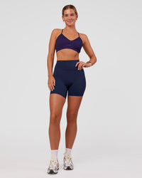 Woman wearing Spark Seamless Ribbed Sports Bra - Future Navy-Ultra Fuchsia | Model:Amity | Size:S | Thumbnail Index: 5