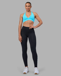 Woman wearing Stamina Sports Bra - Blue Atoll | Model:Sophie | Size:S