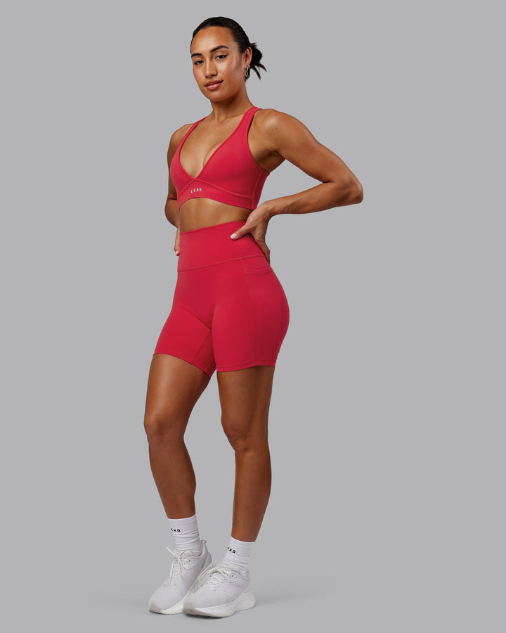 Woman wearing Stamina Sports Bra - Scarlet
