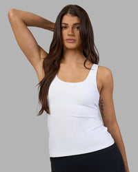 Woman wearing Staple Active Shelf Bra Tank - White | Model:Phoebe | Size:S