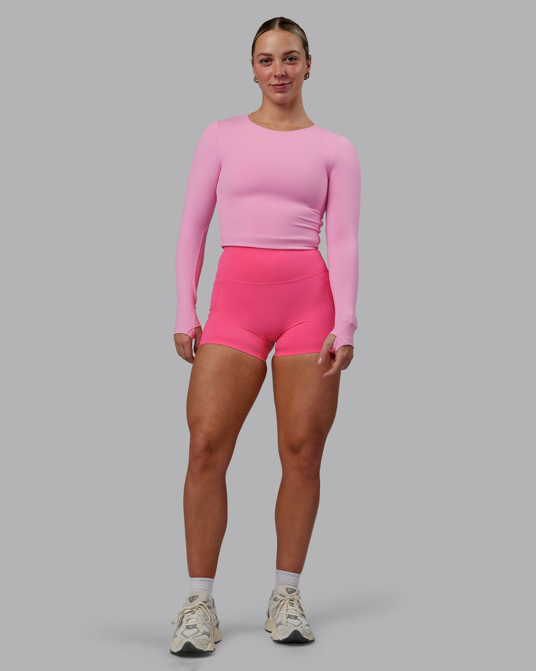 Staple Long Sleeve Cropped Tee - Bubblegum