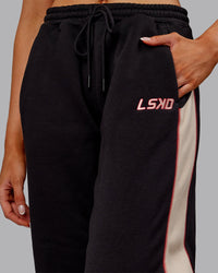 Woman wearing Stitch Up Fleece Sweat Pant - Black/Shale Beige | Model:Ella | Size:S | Thumbnail Index: 7